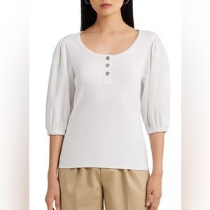 Lauren Ralph Lauren
Puff Sleeve Stretch Cotton Henley Tee Sz 1X NWT